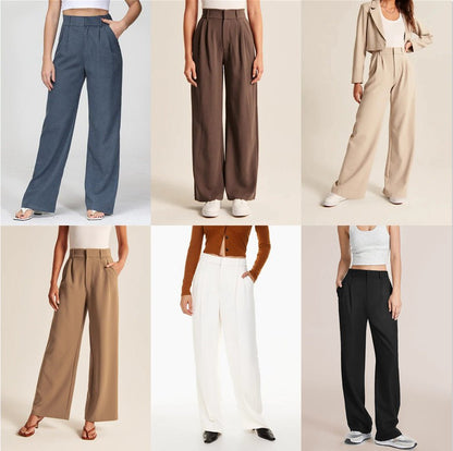 High Waist Straight Trousers With Pockets Wide Leg Casual Pants For Women – travel - inspired 0 by Aroundtheworldinarush