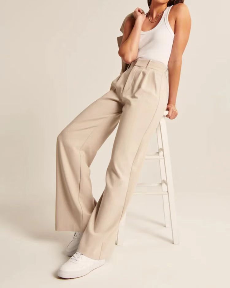High Waist Straight Trousers With Pockets Wide Leg Casual Pants For Women – travel - inspired 0 by Aroundtheworldinarush