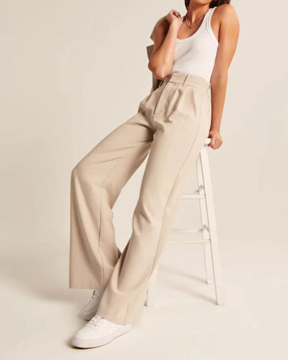 High Waist Straight Trousers With Pockets Wide Leg Casual Pants For Women – travel - inspired 0 by Aroundtheworldinarush