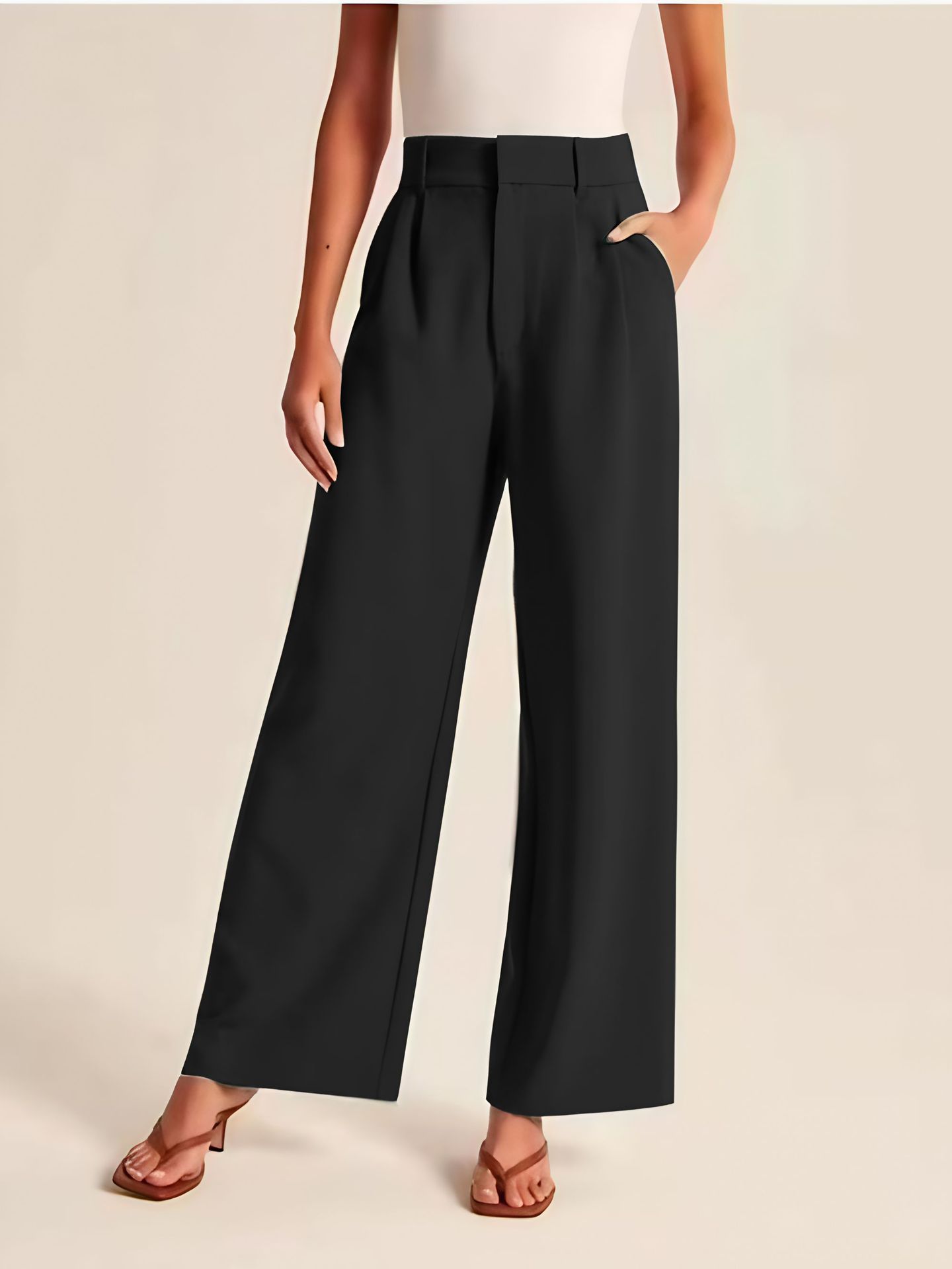 High Waist Straight Trousers With Pockets Wide Leg Casual Pants For Women – travel - inspired 0 by Aroundtheworldinarush