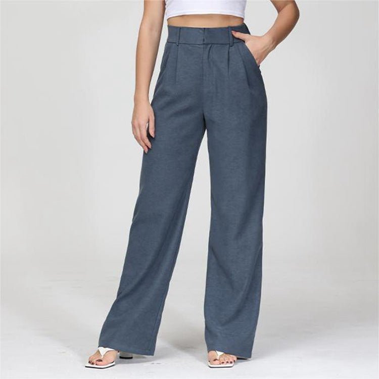 High Waist Straight Trousers With Pockets Wide Leg Casual Pants For Women – travel - inspired 0 by Aroundtheworldinarush