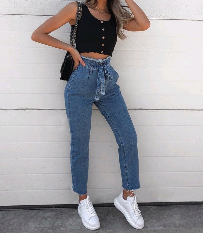 High - waisted Washed Pencil Pants Spring Sexy Temperament European And American Plus Size Denim Jeans For Women – travel - inspired 0 by Aroundtheworldinarush
