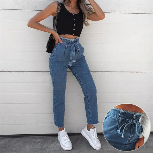 High - waisted Washed Pencil Pants Spring Sexy Temperament European And American Plus Size Denim Jeans For Women – travel - inspired 0 by Aroundtheworldinarush