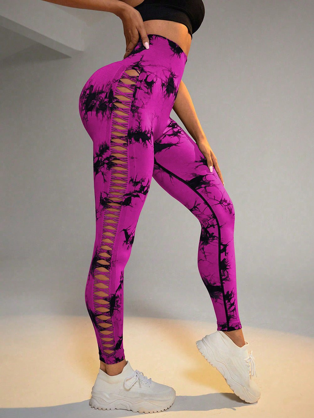 Hollow Tie Dye Printed Yoga Pants High Waist Butt Lift Seamless Sports Gym Fitness Leggings Slim Pants For Women Tight Trousers – travel - inspired 4 by Aroundtheworldinarush