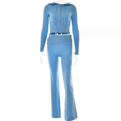 Hoodie Suit Women Leisure Sexy Zip Long Sleeve Sweater And High Waist Long Pants Set – travel - inspired 0 by Aroundtheworldinarush