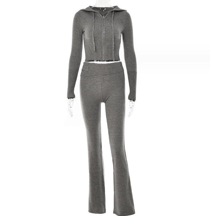 Hoodie Suit Women Leisure Sexy Zip Long Sleeve Sweater And High Waist Long Pants Set – travel - inspired 0 by Aroundtheworldinarush