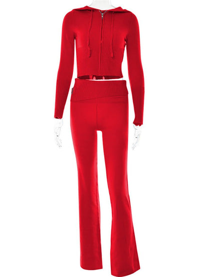 Hoodie Suit Women Leisure Sexy Zip Long Sleeve Sweater And High Waist Long Pants Set – travel - inspired 0 by Aroundtheworldinarush
