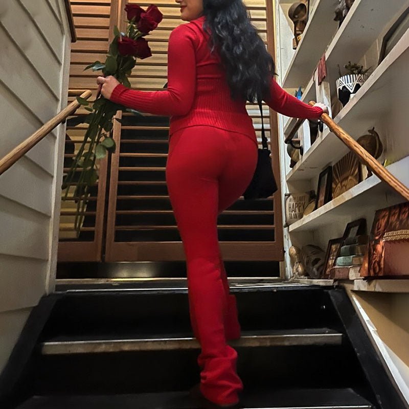 Hoodie Suit Women Leisure Sexy Zip Long Sleeve Sweater And High Waist Long Pants Set – travel - inspired 0 by Aroundtheworldinarush