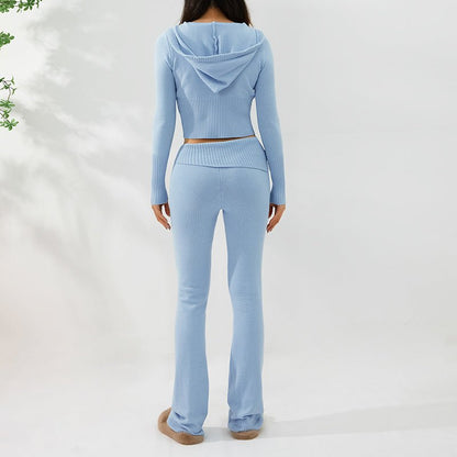 Hoodie Suit Women Leisure Sexy Zip Long Sleeve Sweater And High Waist Long Pants Set – travel - inspired 0 by Aroundtheworldinarush