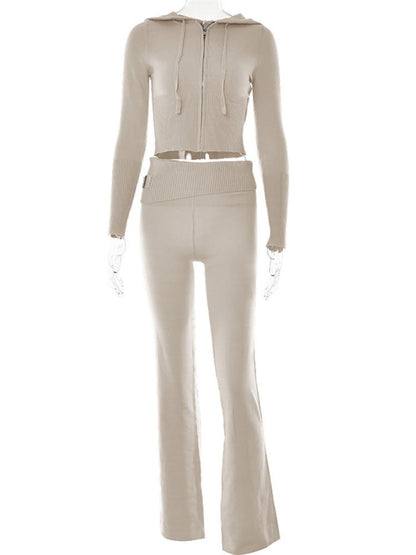 Hoodie Suit Women Leisure Sexy Zip Long Sleeve Sweater And High Waist Long Pants Set – travel - inspired 0 by Aroundtheworldinarush