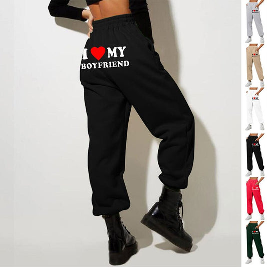 I Love MY BOYFRIEND Printed Trousers Casual Sweatpants Men And Women Sports Pants – travel - inspired 0 by Aroundtheworldinarush