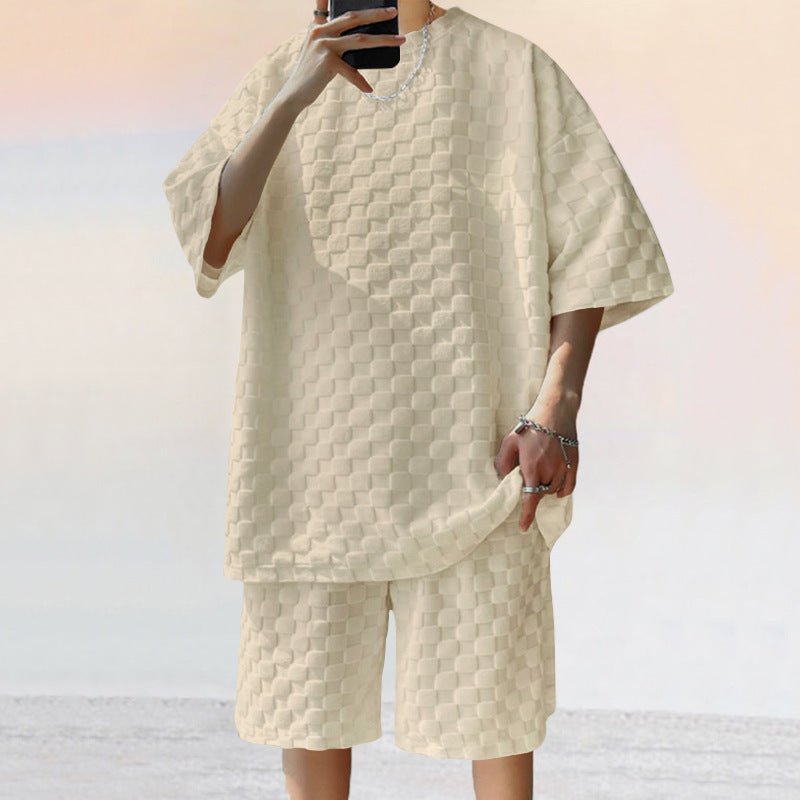 Jacquard Plaid Loose Straight Casual Shorts Suit – travel - inspired 0 by Aroundtheworldinarush