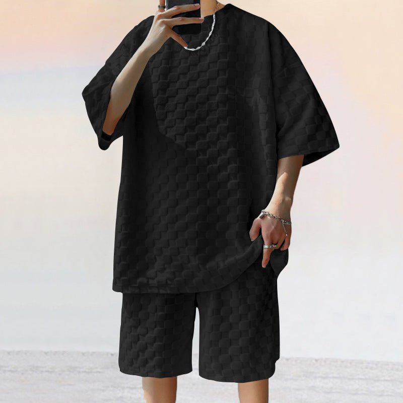 Jacquard Plaid Loose Straight Casual Shorts Suit – travel - inspired 0 by Aroundtheworldinarush