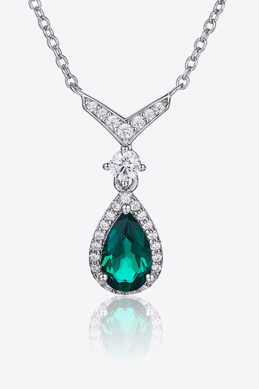 Lab - Grown Emerald Teardrop Necklace – travel - inspired by Aroundtheworldinarush