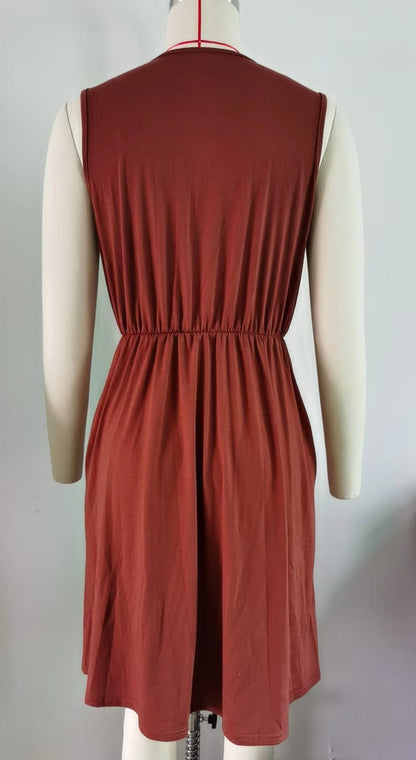 Lace Panel Sleeveless Dresss With Pocket V - neck Dresses For Women – travel - inspired 0 by Aroundtheworldinarush