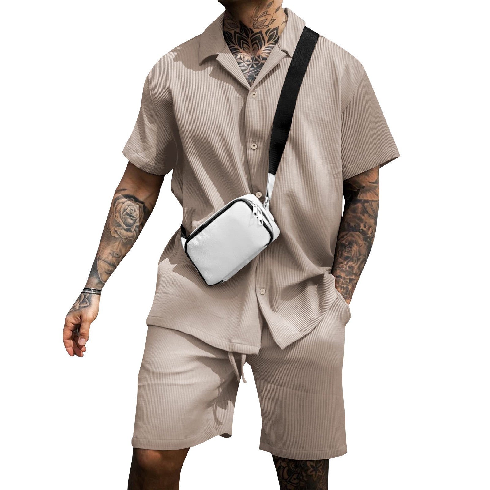 Men's Casual And Comfortable Polo Short - sleeved Shorts Suit – travel - inspired 0 by Aroundtheworldinarush