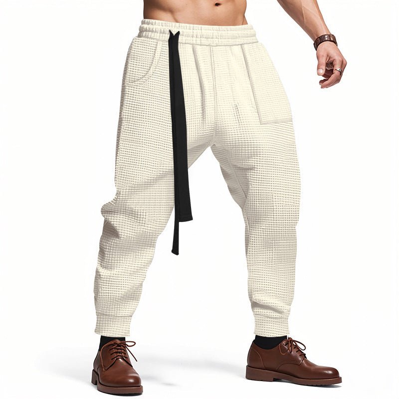 Men's Casual Pants Solid Waffle Male Hip Hop Streetwear Track Pants Joggers Trousers Fashion Harajuku Men Pants – travel - inspired 0 by Aroundtheworldinarush