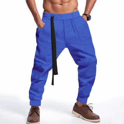 Men's Casual Pants Solid Waffle Male Hip Hop Streetwear Track Pants Joggers Trousers Fashion Harajuku Men Pants – travel - inspired 0 by Aroundtheworldinarush