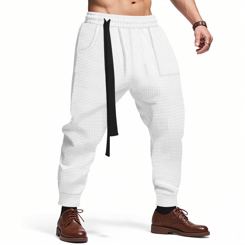 Men's Casual Pants Solid Waffle Male Hip Hop Streetwear Track Pants Joggers Trousers Fashion Harajuku Men Pants – travel - inspired 0 by Aroundtheworldinarush