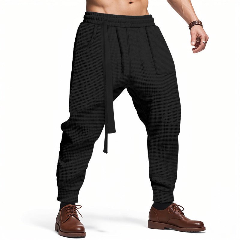 Men's Casual Pants Solid Waffle Male Hip Hop Streetwear Track Pants Joggers Trousers Fashion Harajuku Men Pants – travel - inspired 0 by Aroundtheworldinarush