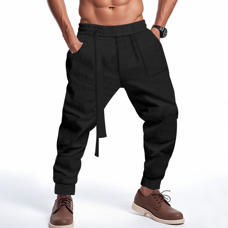 Men's Casual Pants Solid Waffle Male Hip Hop Streetwear Track Pants Joggers Trousers Fashion Harajuku Men Pants – travel - inspired 0 by Aroundtheworldinarush