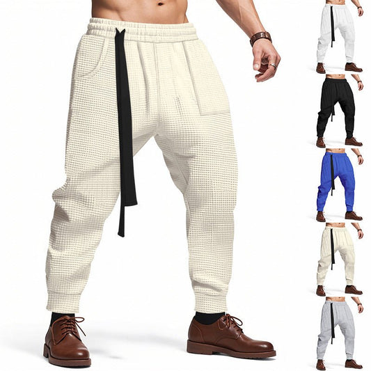 Men's Casual Pants Solid Waffle Male Hip Hop Streetwear Track Pants Joggers Trousers Fashion Harajuku Men Pants – travel - inspired 0 by Aroundtheworldinarush