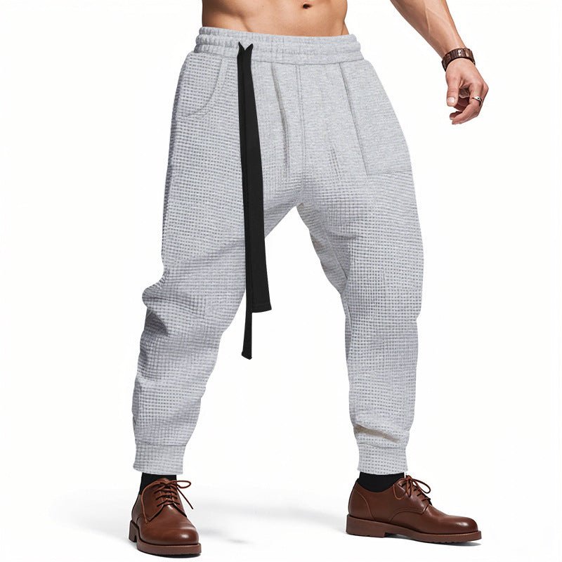 Men's Casual Pants Solid Waffle Male Hip Hop Streetwear Track Pants Joggers Trousers Fashion Harajuku Men Pants – travel - inspired 0 by Aroundtheworldinarush