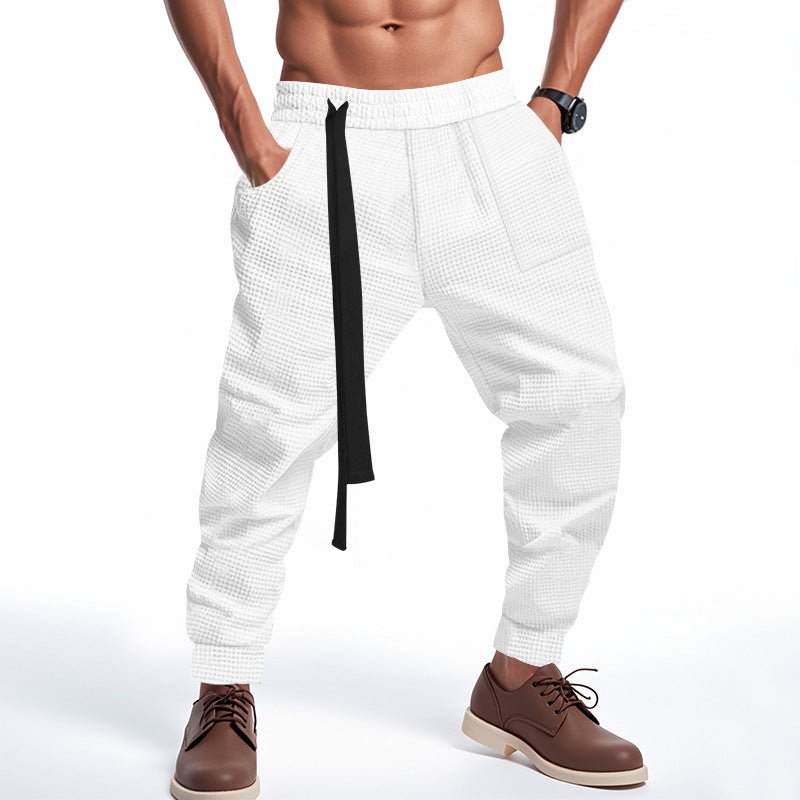 Men's Casual Pants Solid Waffle Male Hip Hop Streetwear Track Pants Joggers Trousers Fashion Harajuku Men Pants – travel - inspired 0 by Aroundtheworldinarush