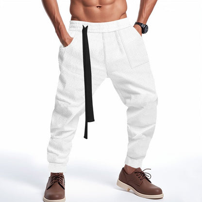 Men's Casual Pants Solid Waffle Male Hip Hop Streetwear Track Pants Joggers Trousers Fashion Harajuku Men Pants – travel - inspired 0 by Aroundtheworldinarush