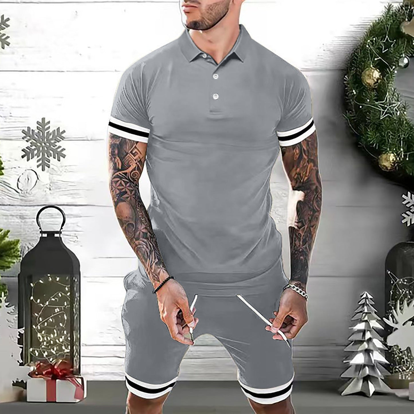 Mens Short Sets 2 Piece Outfits Polo Shirt Fashion Summer Tracksuits Casual Set Short Sleeve And Shorts Set For Men – travel - inspired 4 by Aroundtheworldinarush