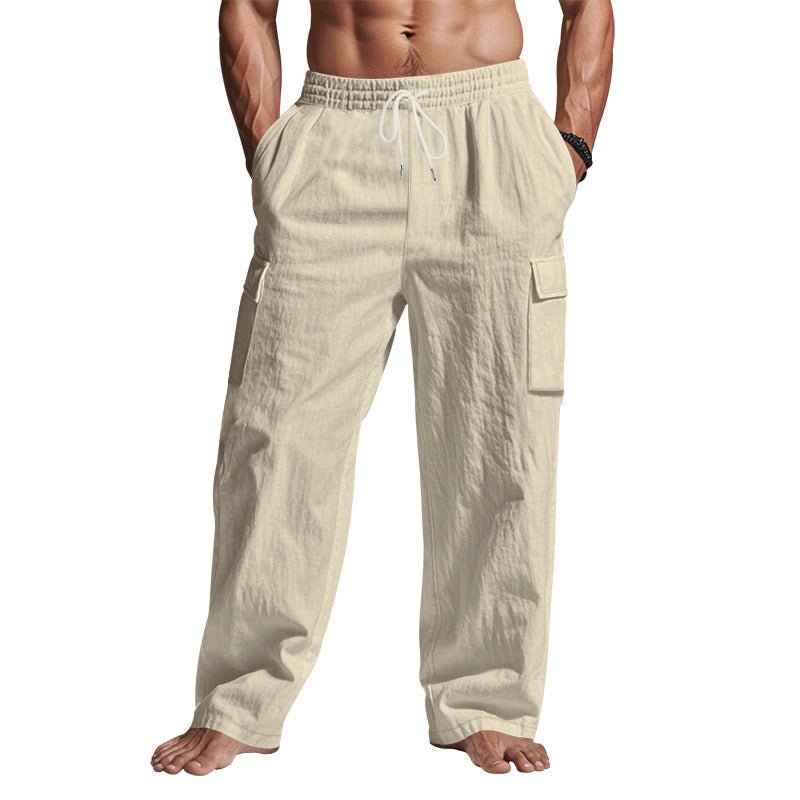 Men's Workwear Multi - pocket Straight Linen Pants Linen Four Seasons Thin Breathable Cargo Pants, Multi - pocket Loose Casual Trendy Wide - leg Pants – travel - inspired 0 by Aroundtheworldinarush