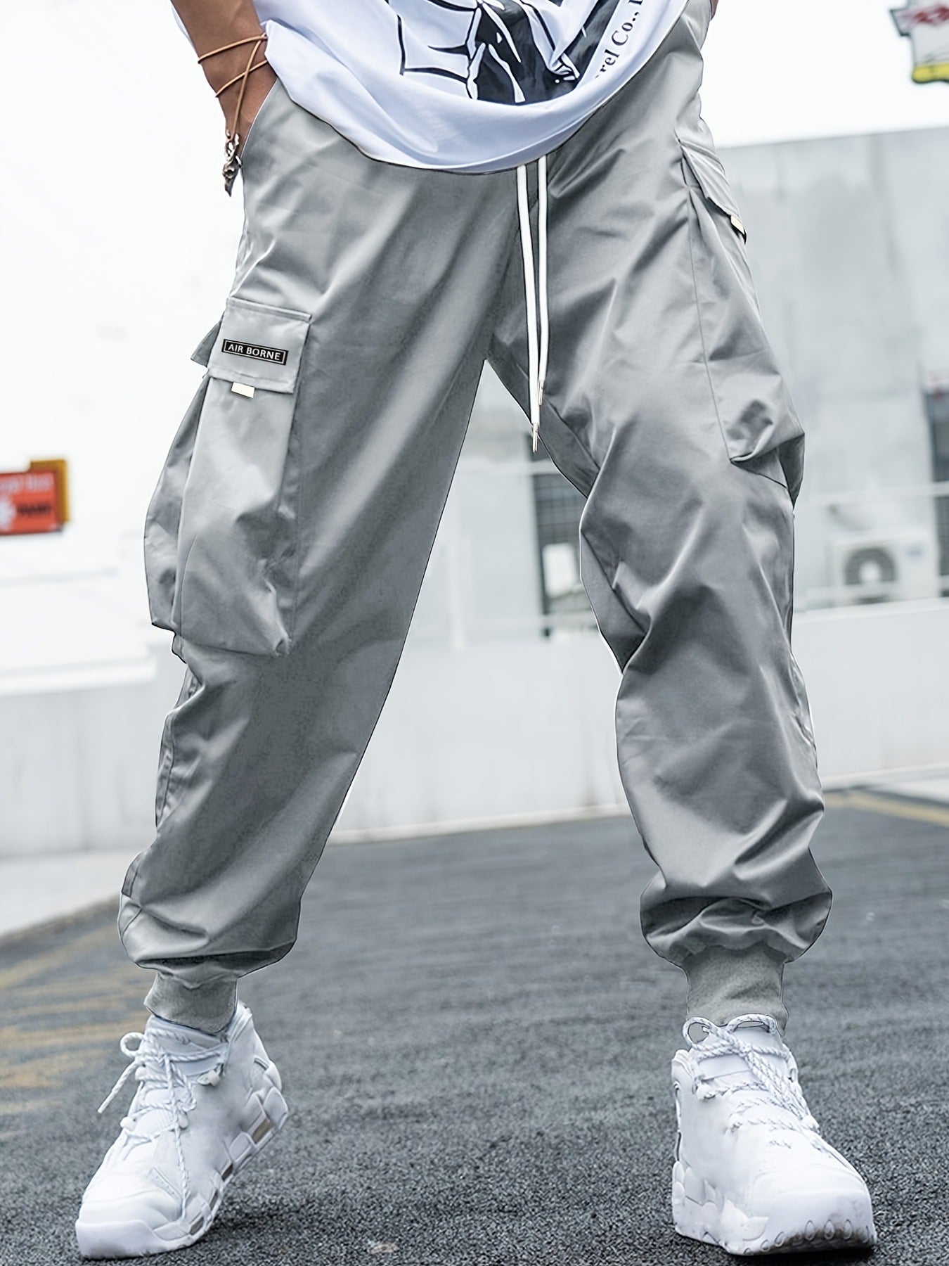 Multi - pocket Cargo Pants Men's Casual Hip - Hop Drawstring Trousers Outdoor Streetwear Sports Pant – travel - inspired 0 by Aroundtheworldinarush