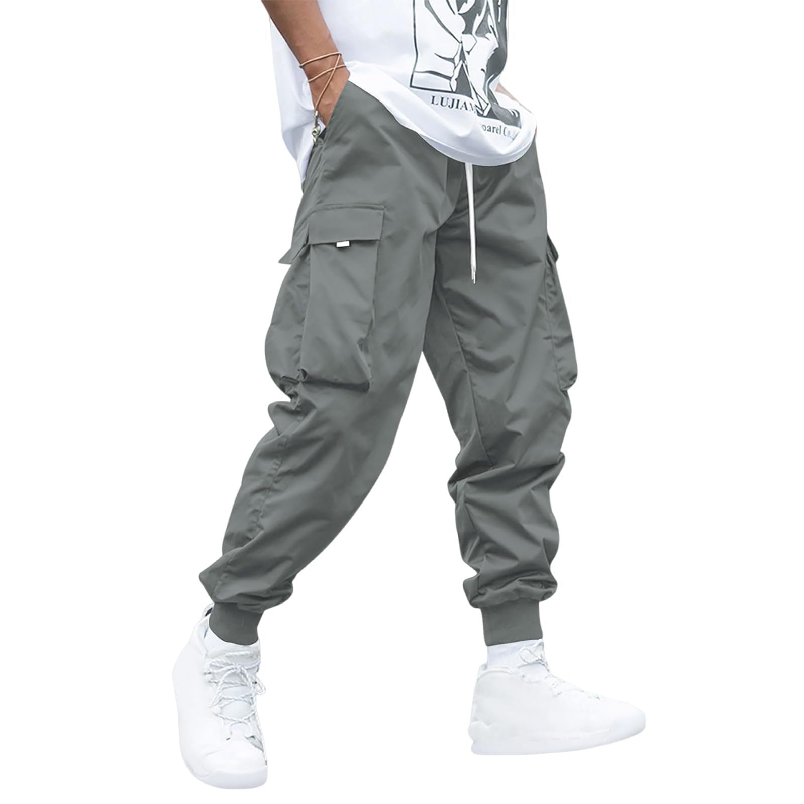 Multi - pocket Cargo Pants Men's Casual Hip - Hop Drawstring Trousers Outdoor Streetwear Sports Pant – travel - inspired 0 by Aroundtheworldinarush