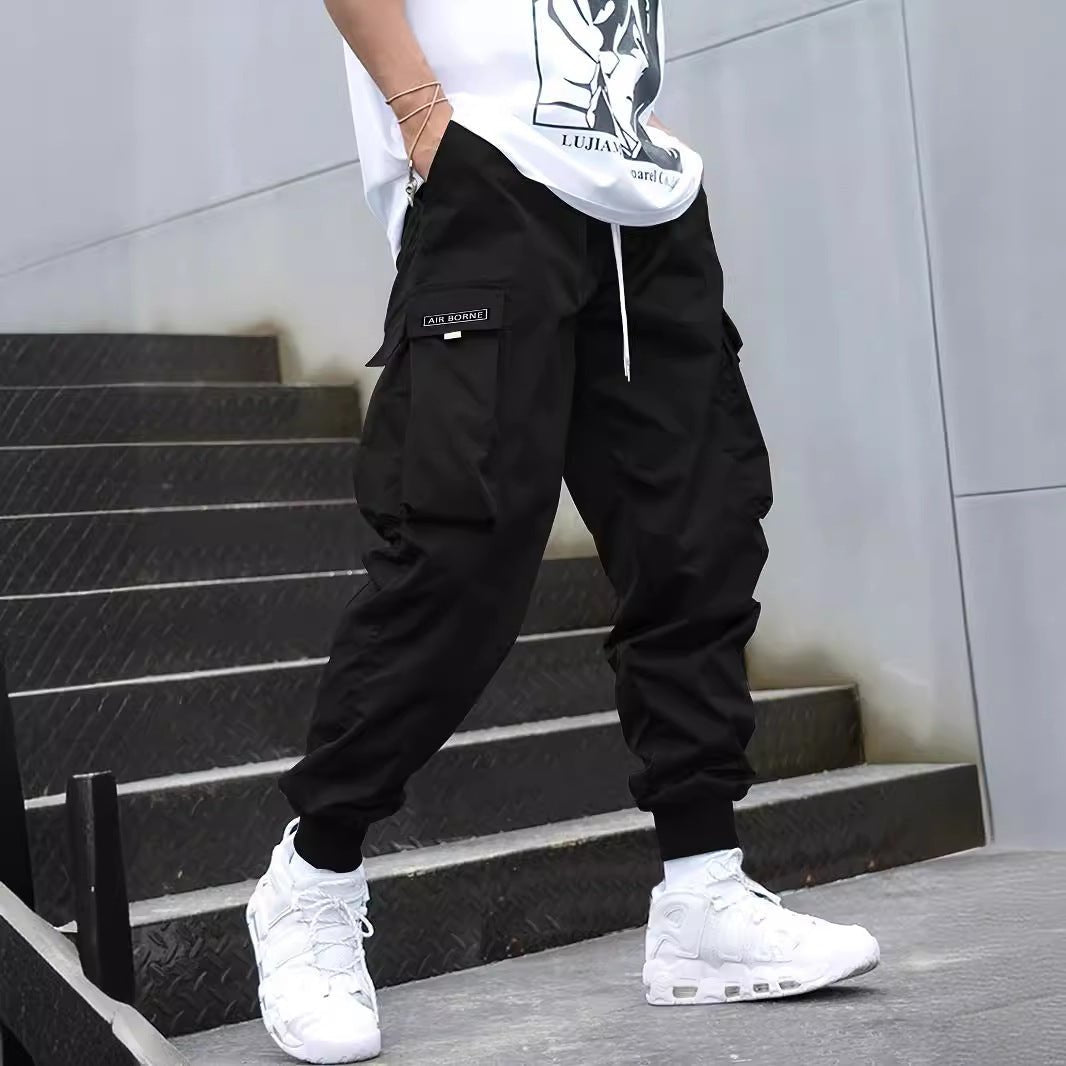 Multi - pocket Cargo Pants Men's Casual Hip - Hop Drawstring Trousers Outdoor Streetwear Sports Pant – travel - inspired 0 by Aroundtheworldinarush