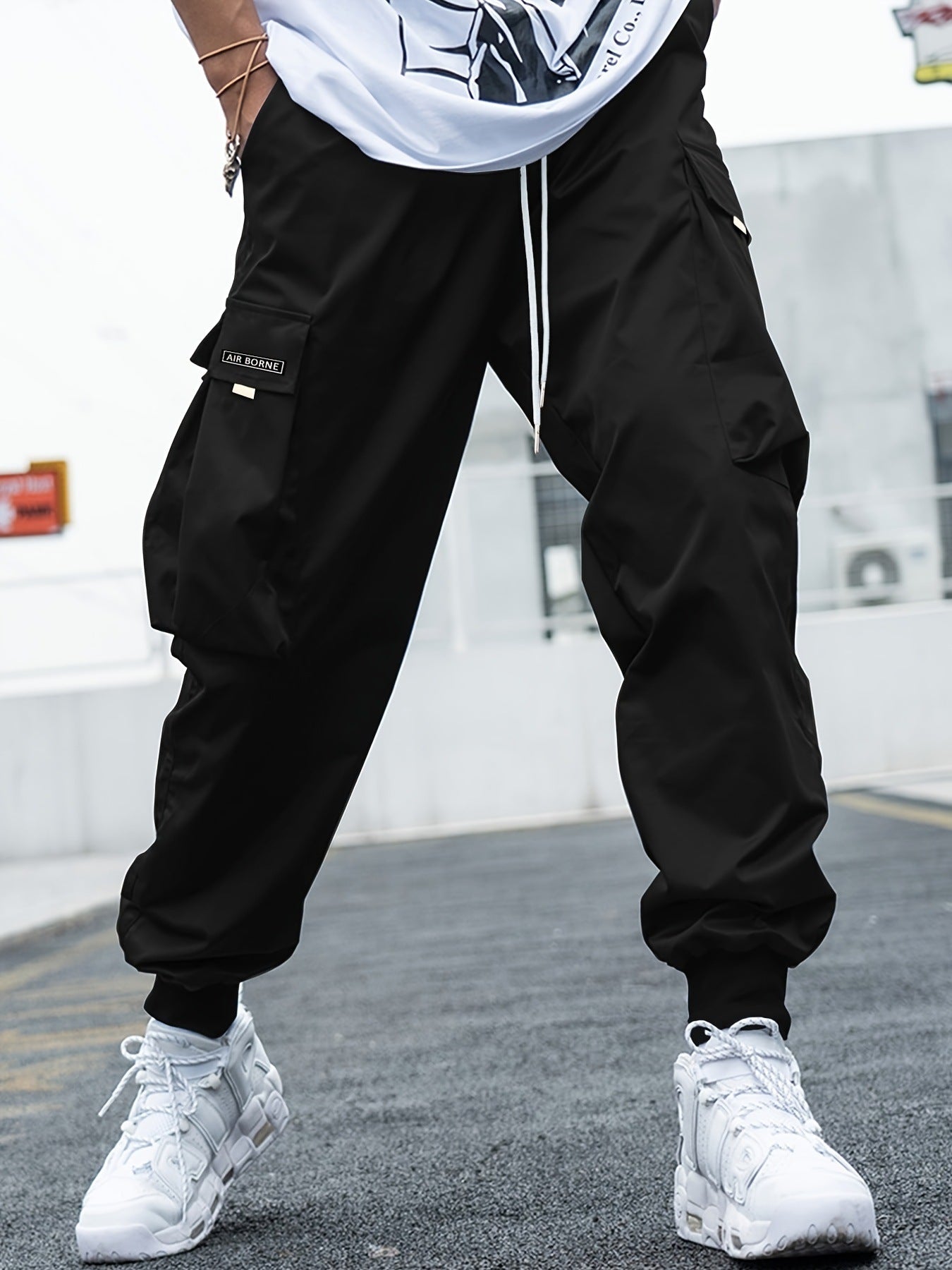 Multi - pocket Cargo Pants Men's Casual Hip - Hop Drawstring Trousers Outdoor Streetwear Sports Pant – travel - inspired 0 by Aroundtheworldinarush