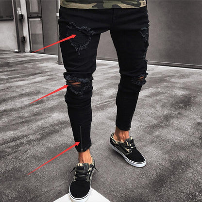 Pants Jeans For Men Trousers Long Basic Broken Clothes – travel - inspired 0 by Aroundtheworldinarush