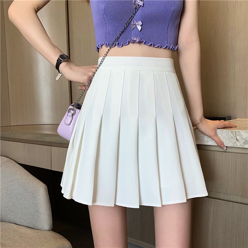 Plaid Pleated Skirt Female High Waist Slim Short – travel - inspired 0 by Aroundtheworldinarush
