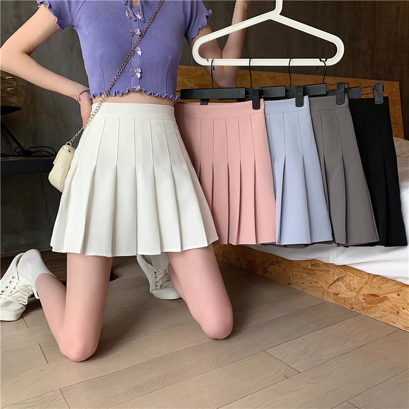 Plaid Pleated Skirt Female High Waist Slim Short – travel - inspired 0 by Aroundtheworldinarush