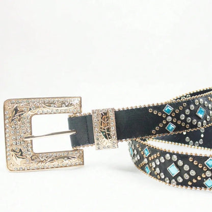 Rhinestone PU Leather Belt – travel - inspired by Aroundtheworldinarush