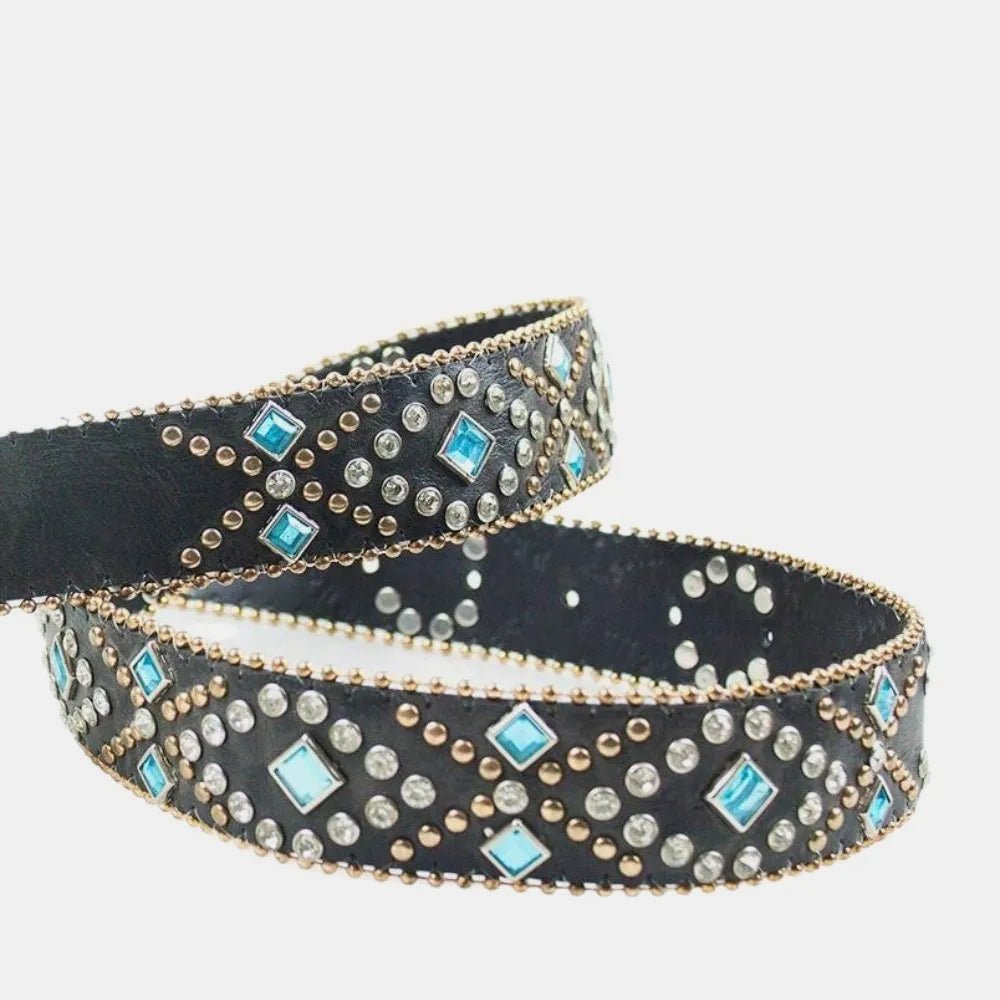 Rhinestone PU Leather Belt – travel - inspired by Aroundtheworldinarush
