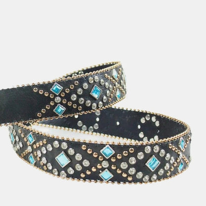 Rhinestone PU Leather Belt – travel - inspired by Aroundtheworldinarush