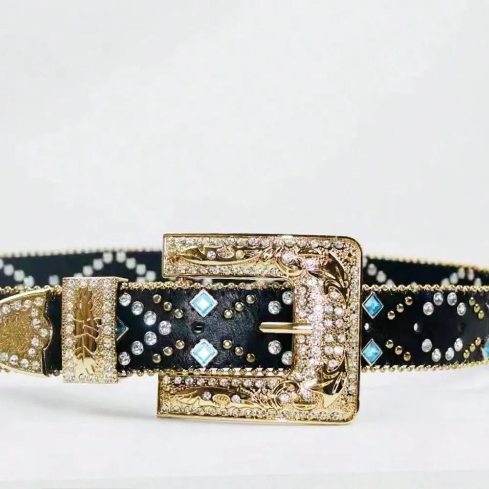 Rhinestone PU Leather Belt – travel - inspired by Aroundtheworldinarush