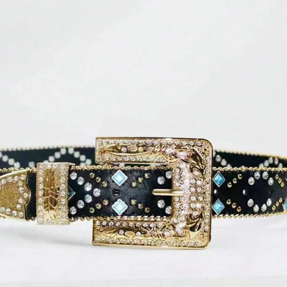 Rhinestone PU Leather Belt – travel - inspired by Aroundtheworldinarush