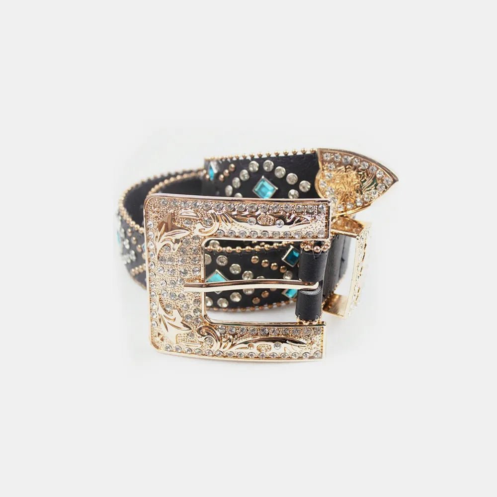 Rhinestone PU Leather Belt – travel - inspired by Aroundtheworldinarush