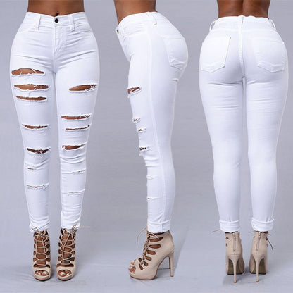 Ripped Jeans Women Skinny Trousers Casual High Waist Pencil Pants – travel - inspired 4 by Aroundtheworldinarush