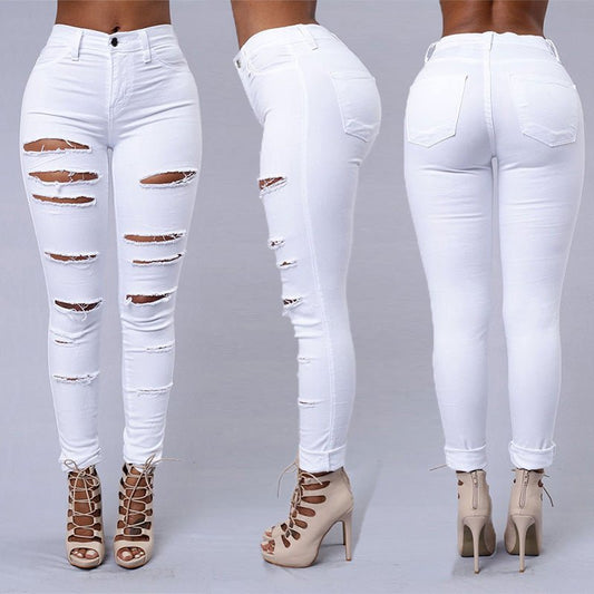Ripped Jeans Women Skinny Trousers Casual High Waist Pencil Pants – travel - inspired 4 by Aroundtheworldinarush