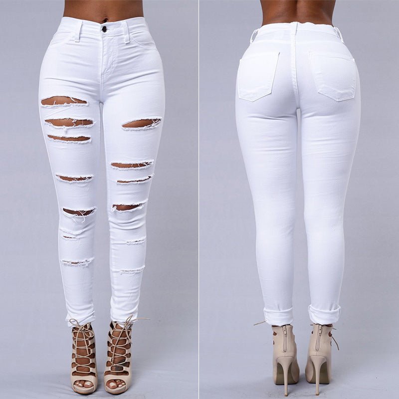Ripped Jeans Women Skinny Trousers Casual High Waist Pencil Pants – travel - inspired 4 by Aroundtheworldinarush