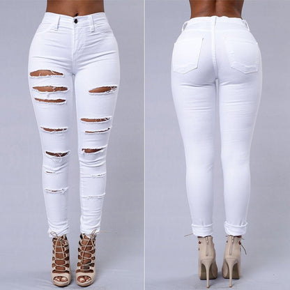 Ripped Jeans Women Skinny Trousers Casual High Waist Pencil Pants – travel - inspired 4 by Aroundtheworldinarush