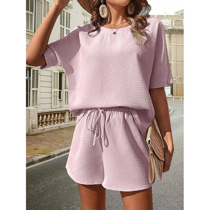 Short Sleeve Suit Women's Western Style Batwing Shirt Fashion Shorts Two - piece Set – travel - inspired 0 by Aroundtheworldinarush