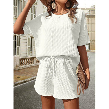 Short Sleeve Suit Women's Western Style Batwing Shirt Fashion Shorts Two - piece Set – travel - inspired 0 by Aroundtheworldinarush